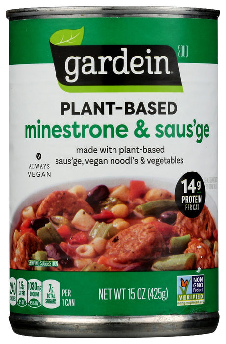 GARDEIN: Soup Minestrone Sausage, 15 oz