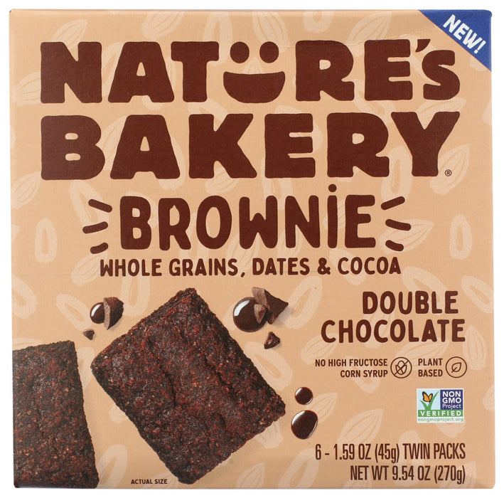 NATURES BAKERY: Double Chocolate Brownie Bars 6 Count, 9.54 oz