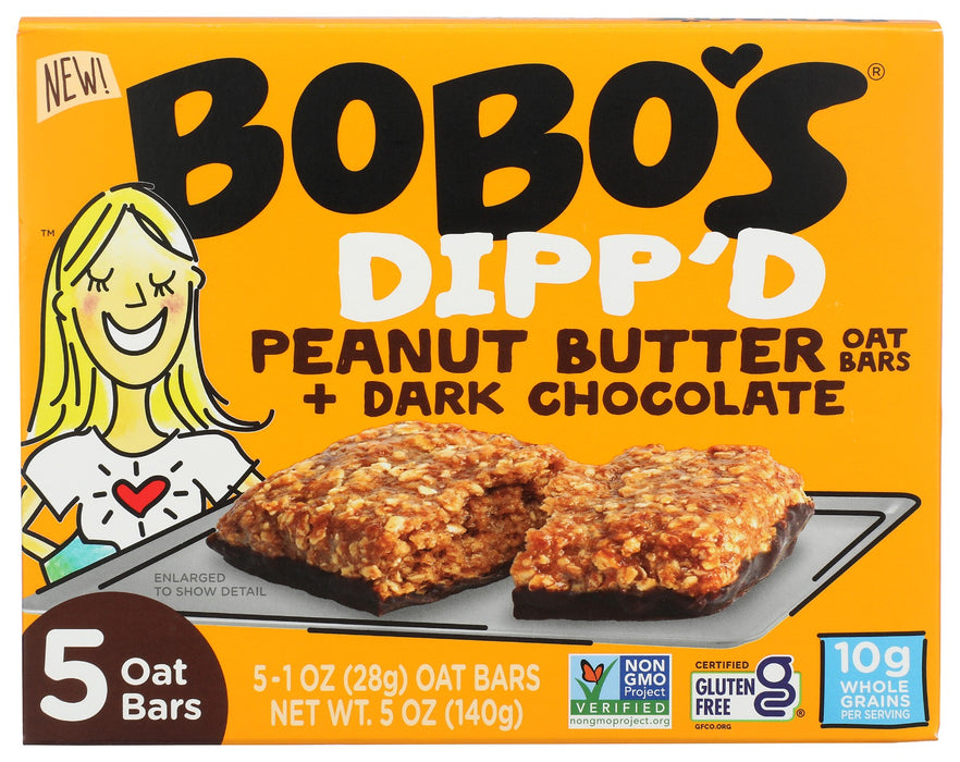 BOBOS OAT BARS: Dippd Peanut Butter Oat Bar Plus Dark Chocolate, 5 oz