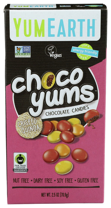 YUMEARTH: Crisped Quinoa Choco Yums Chocolate Candies, 2.5 oz
