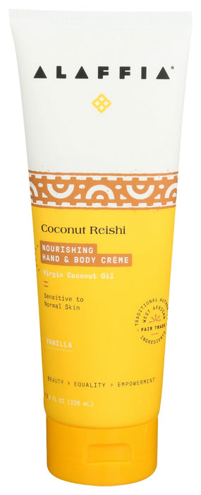 ALAFFIA: Coconut Reishi Nourishing Hand and Body Creme Vanilla, 8 fo
