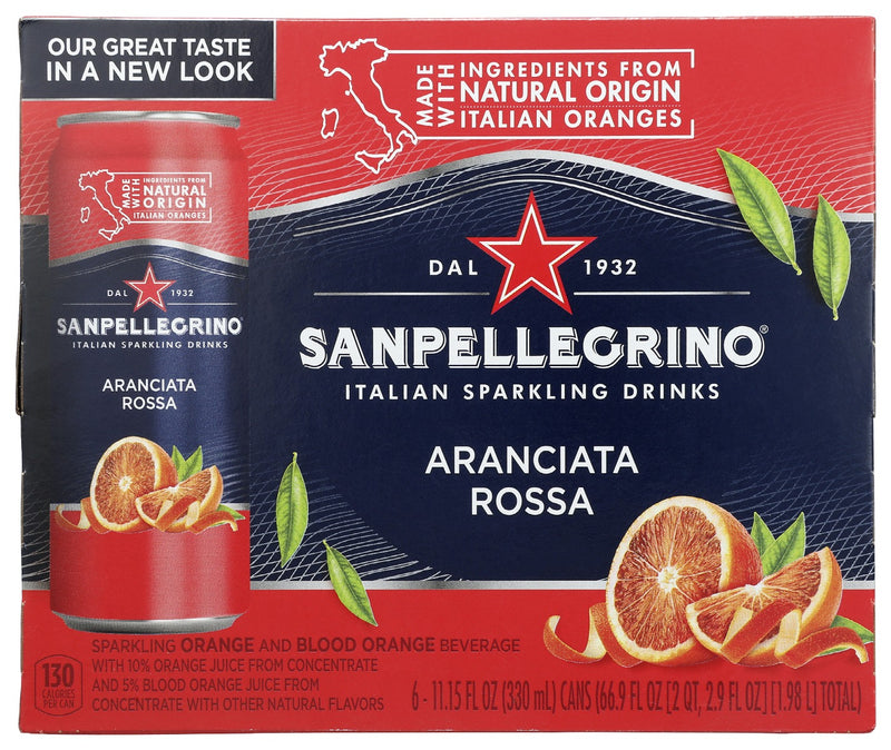 SAN PELLEGRINO: Aranciata Rossa Sparkling Drink 6 Count, 66.9 fo