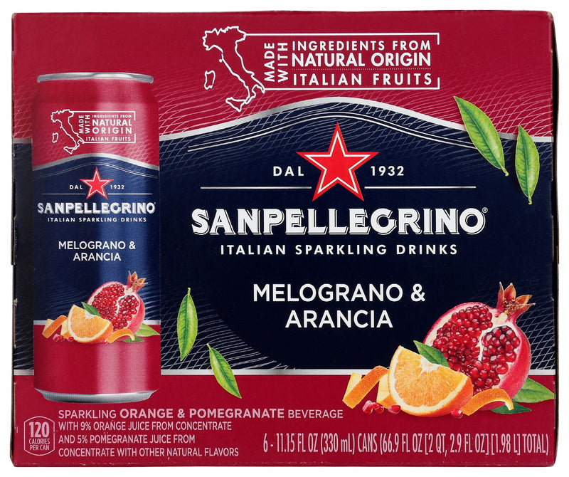 SAN PELLEGRINO: Melograno and Arancia Sparkling Drink 6 Count, 66.9 fo