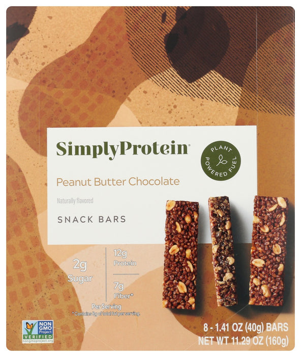 SIMPLYPROTEIN: Peanut Butter Chocolate Snack Bar 8Pk, 11.29 oz