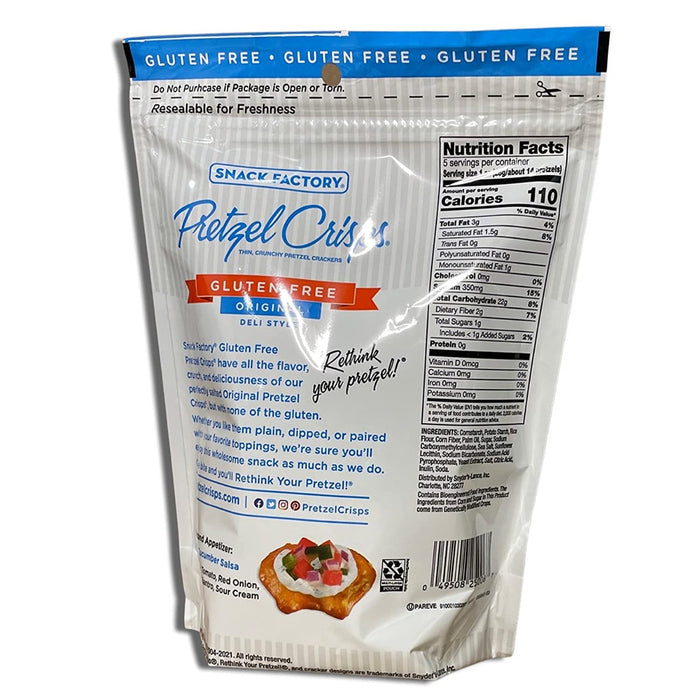 SNACK FACTORY: Gluten Free Original Pretzel Crisps, 5 oz
