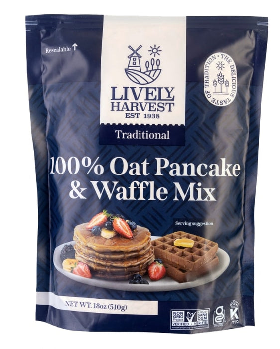 LIVELY HARVEST: Mix Oat Pancake Waffle Traditional, 17.99 oz