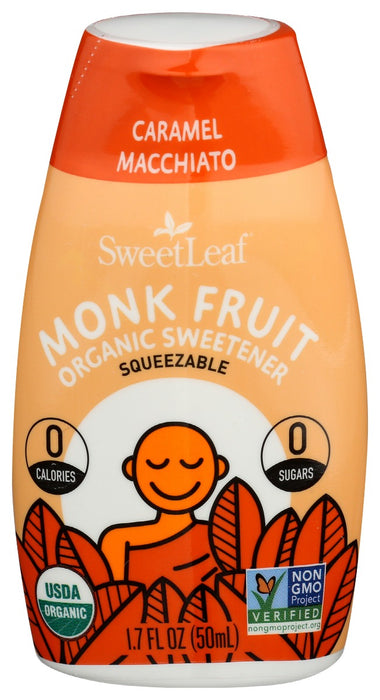 SWEETLEAF STEVIA: Monk Fruit Organic Sweetener Caramel Macchiato Squeezable, 1.7 oz