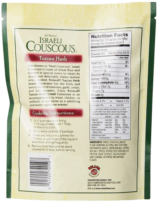 ROLAND: Tuscan Herb Seasoned Israeli Couscous, 6.3 oz