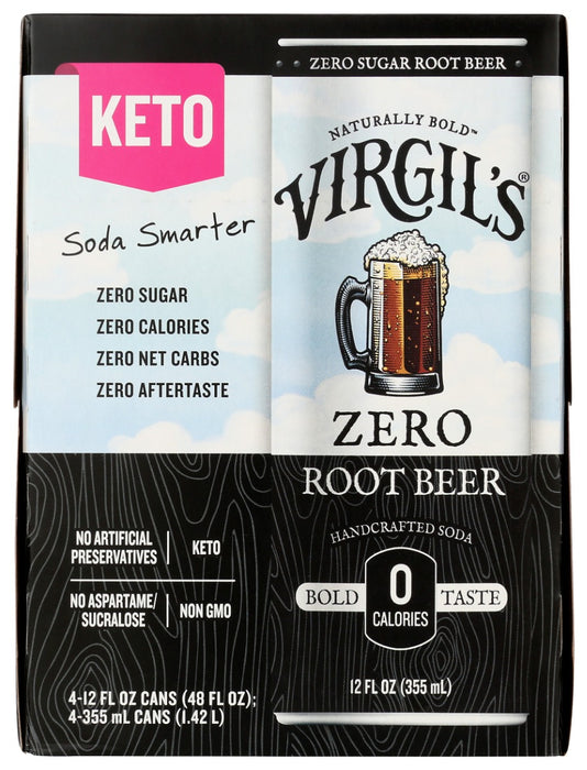 VIRGILS: Zero Sugar Rootbeer 4 Pk, 48 fo