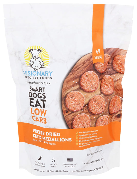 VISIONARY PET FOODS: Freeze Dried Chicken Keto Medallions, 25 oz