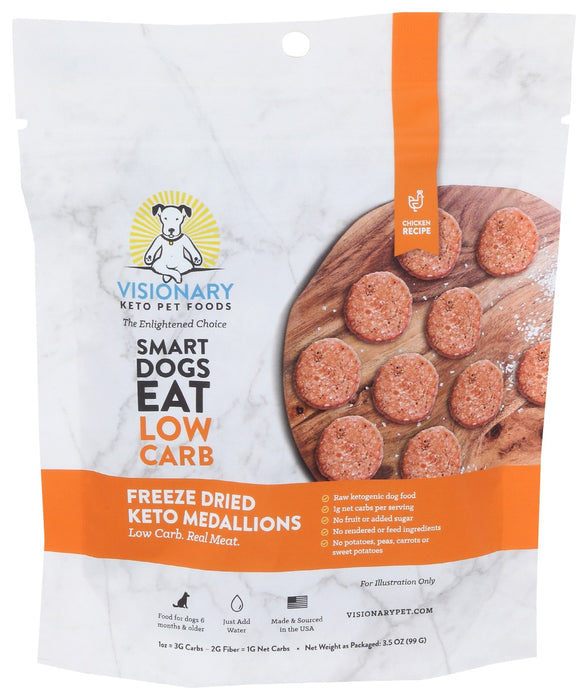 VISIONARY PET FOODS: Freeze Dried Chicken Keto Medallions, 3.5 oz
