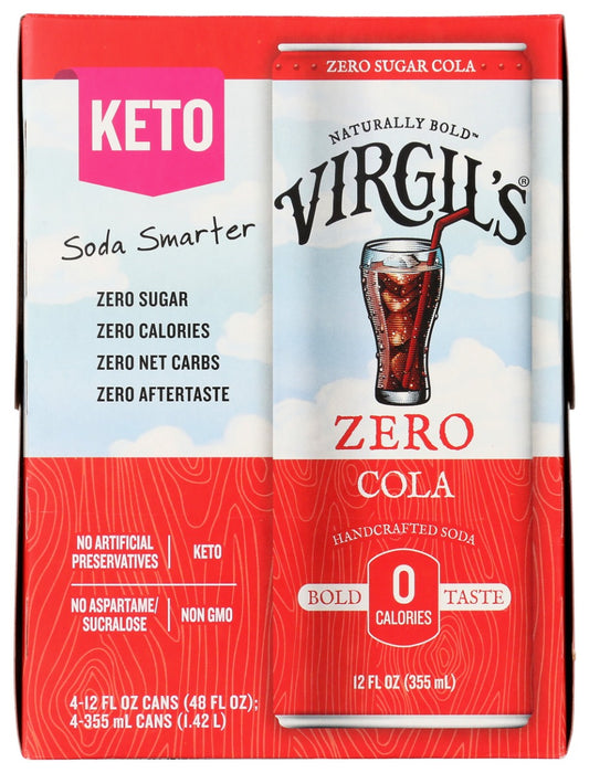 VIRGILS: Cola Zero Sugar 4Pk, 48 fo