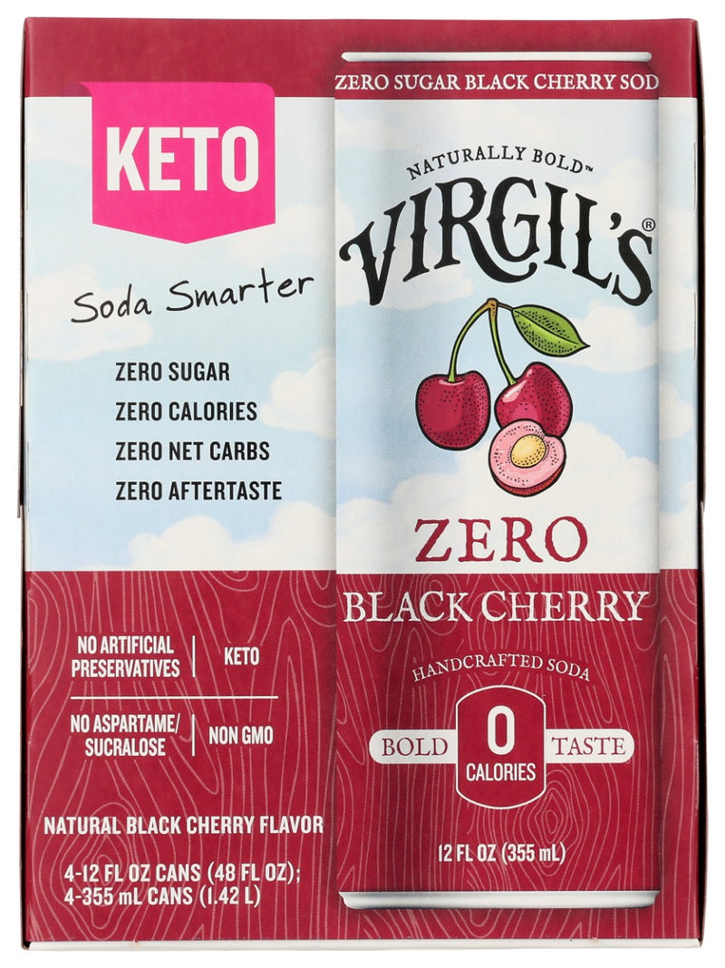 VIRGILS: Black Cherry Zero Sugar 4Pk, 48 fo