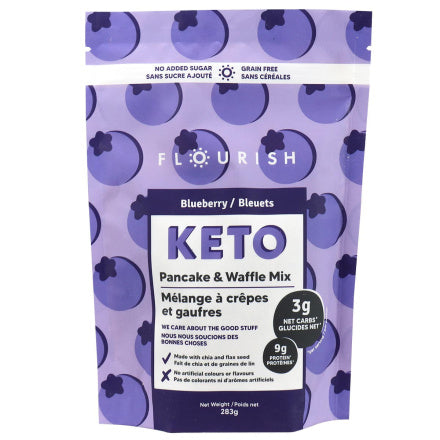 FLOURISH: Blueberry Keto Protein Pancake Mix, 10 oz