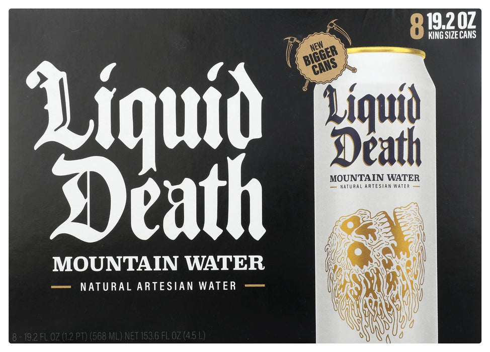 LIQUID DEATH: Mountain Water Natural Artesian Water 8Pack, 153.6 fo